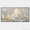ARTOVITAS Golden Peaks – Textured Mountain Landscape Painting in Gold and Grey - image 1