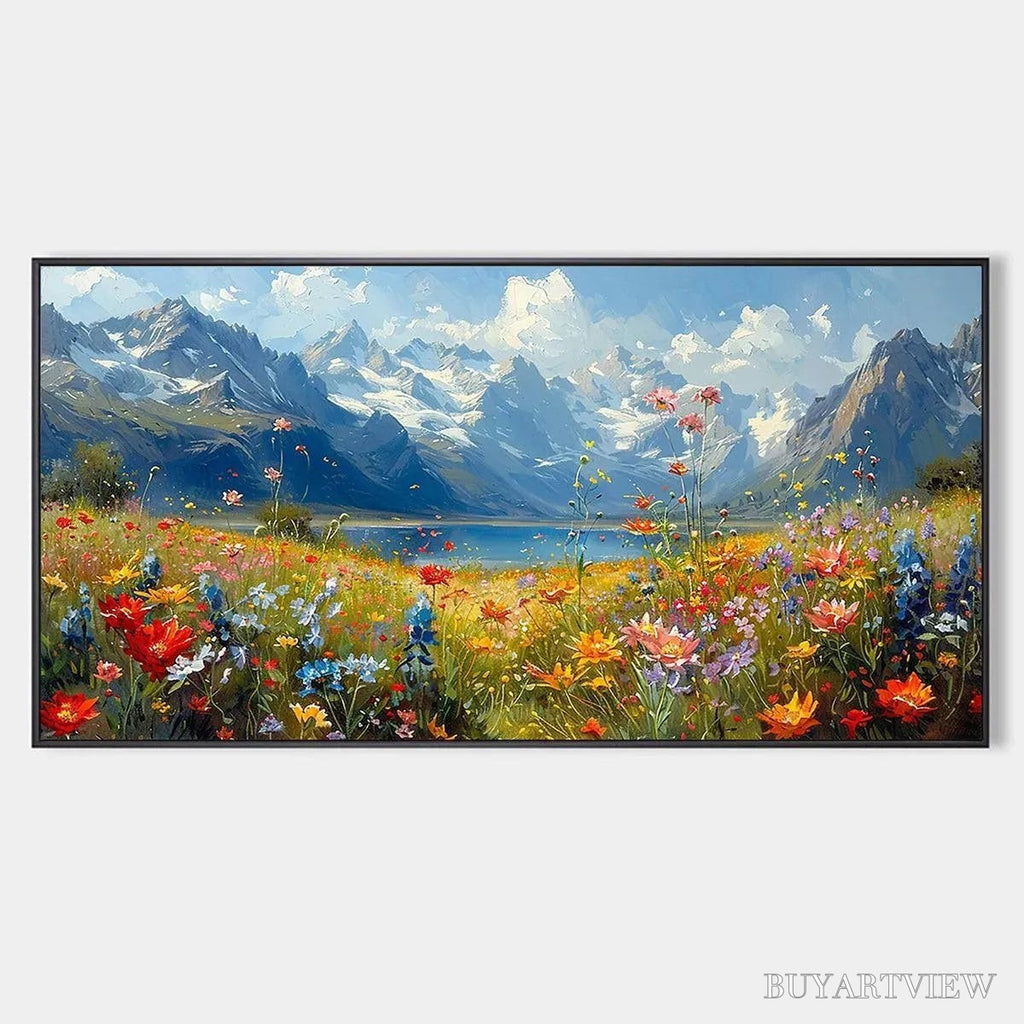 ARTOVITAS Alpine Meadow – Colorful Mountain Landscape Wildflower Painting - image 1
