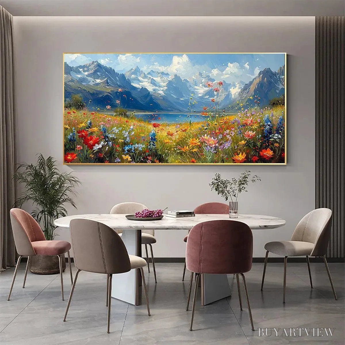 ARTOVITAS Alpine Meadow – Colorful Mountain Landscape Wildflower Painting - image 2