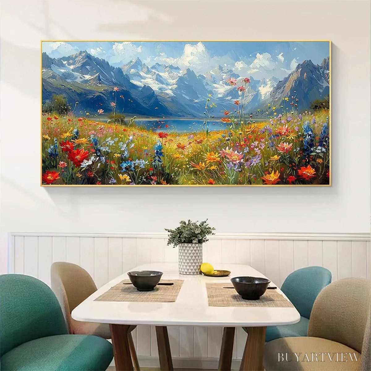 ARTOVITAS Alpine Meadow – Colorful Mountain Landscape Wildflower Painting - image 5