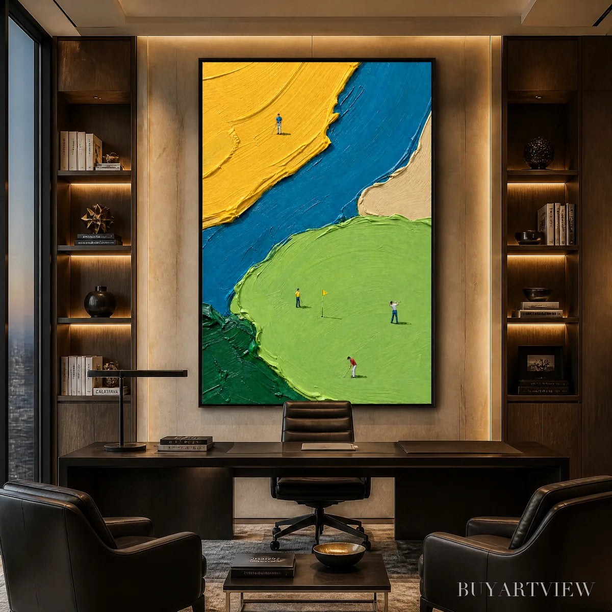 ARTOVITAS Sunlit Figures – Bold Color Field People Painting - image 2