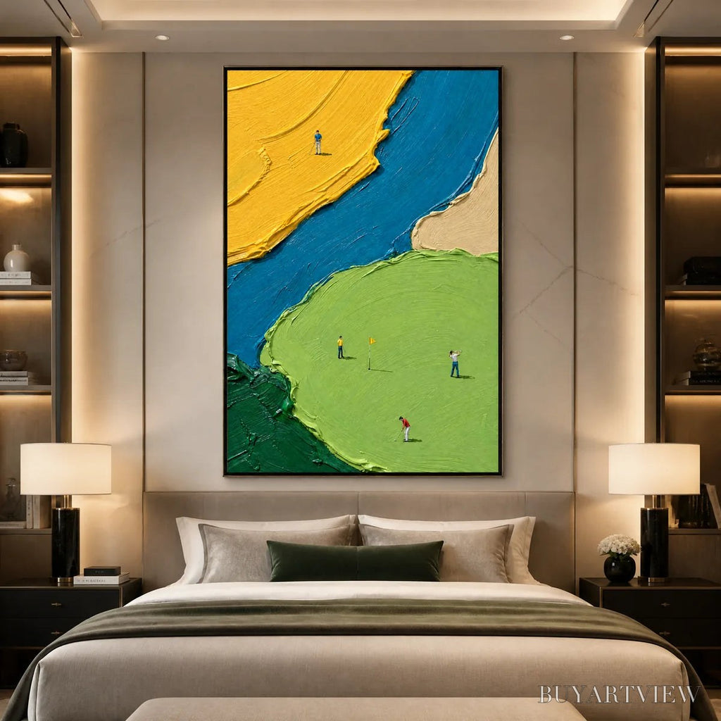 ARTOVITAS Sunlit Figures – Bold Color Field People Painting - image 4