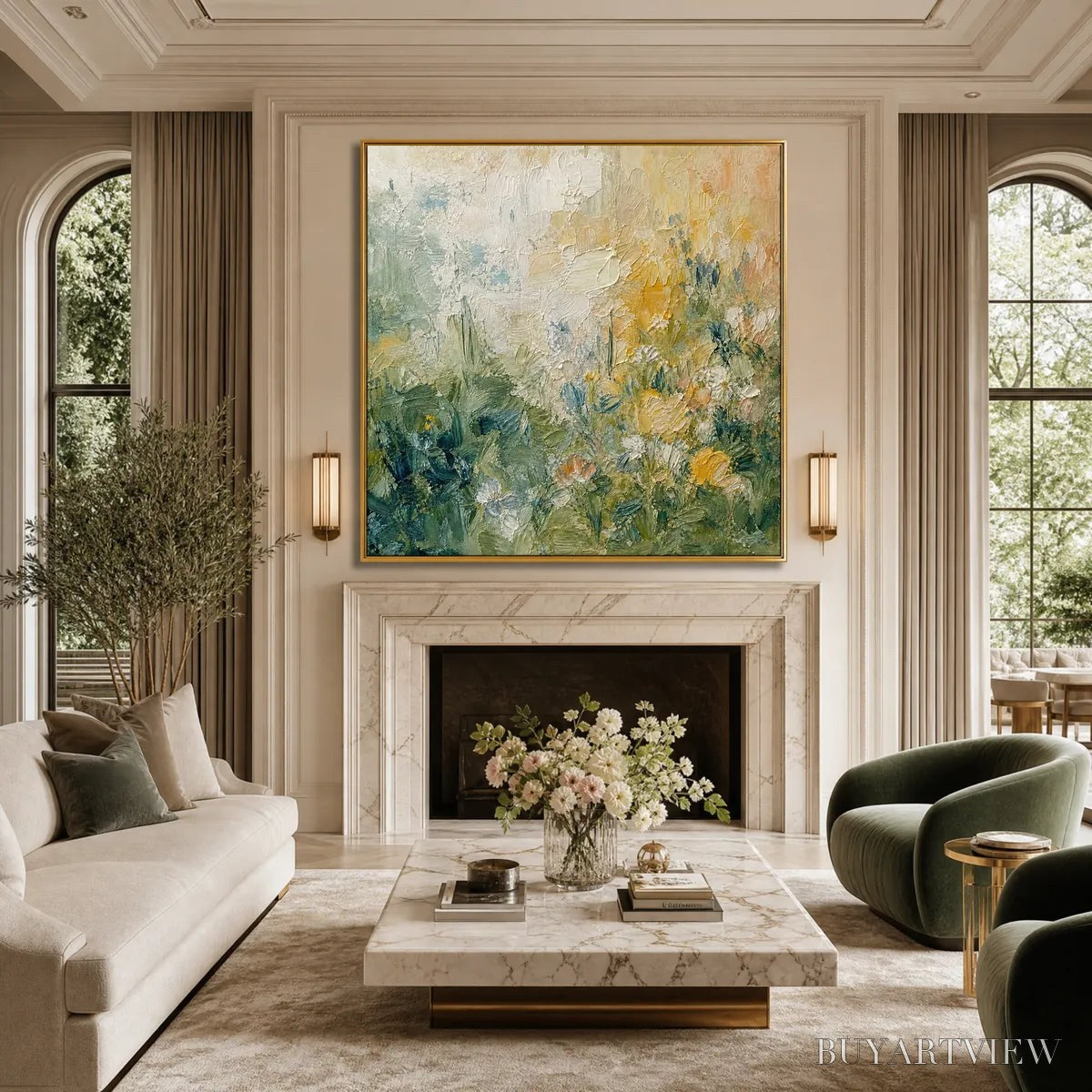 ARTOVITAS Meadow'S Embrace – Textured Impasto Painting of a Wildflower Field - image 4