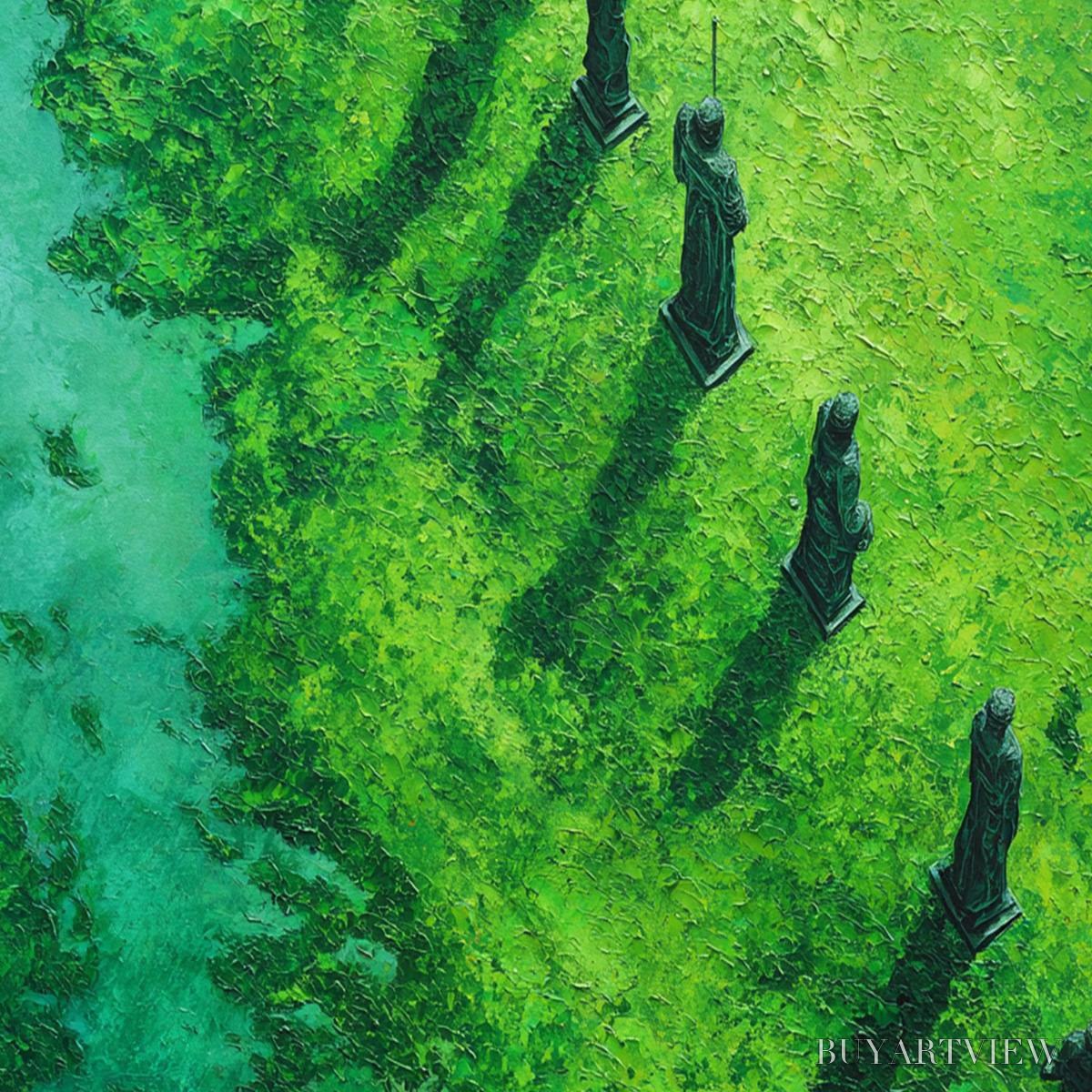 ARTOVITAS Verdant Guardians – Textured Vertical Abstract Painting of Ancient Sentinels - image 3