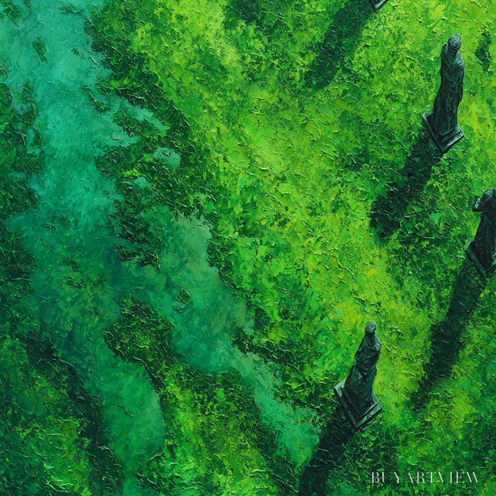 ARTOVITAS Verdant Guardians – Textured Vertical Abstract Painting of Ancient Sentinels - image 5