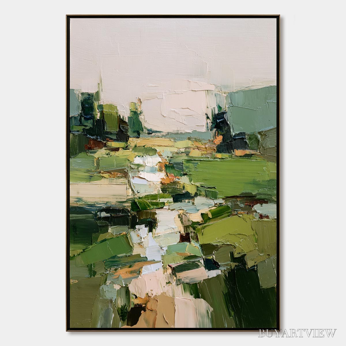 ARTOVITAS Verdant Path – Textured Abstract Landscape Oil Painting for Modern Home Decor - image 1