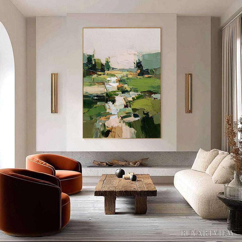ARTOVITAS Verdant Path – Textured Abstract Landscape Oil Painting for Modern Home Decor - image 2