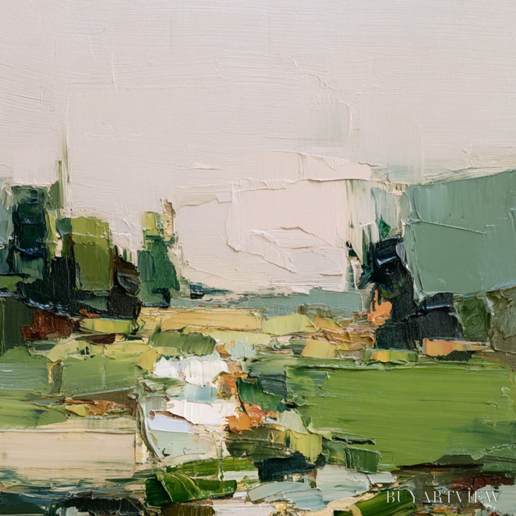ARTOVITAS Verdant Path – Textured Abstract Landscape Oil Painting for Modern Home Decor - image 3