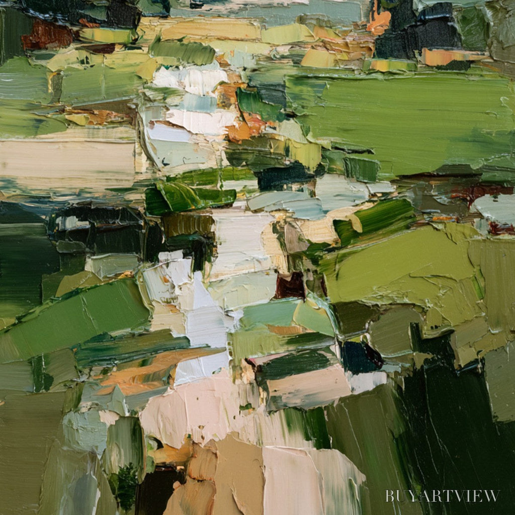 ARTOVITAS Verdant Path – Textured Abstract Landscape Oil Painting for Modern Home Decor - image 5