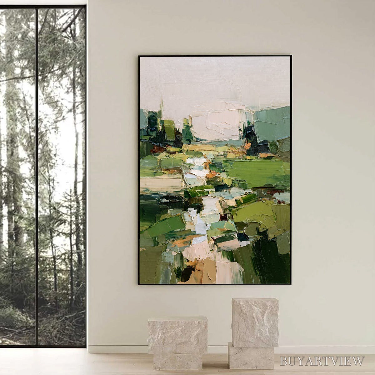 ARTOVITAS Verdant Path – Textured Abstract Landscape Oil Painting for Modern Home Decor - image 6