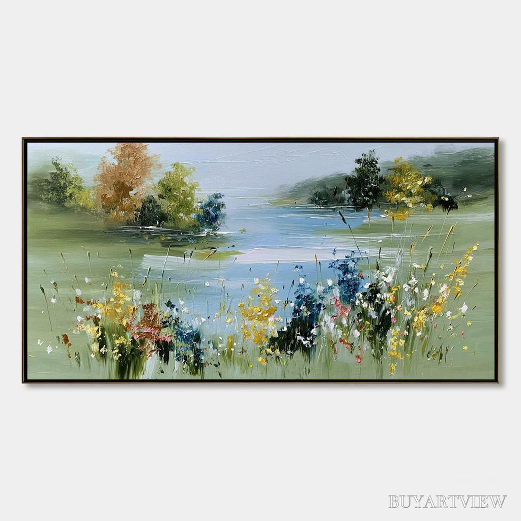 ARTOVITAS Whispering Meadow – Textured Impasto Wildflower Landscape Painting - image 1