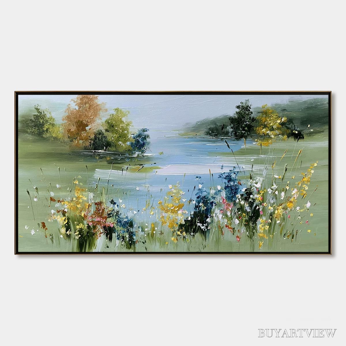 ARTOVITAS Whispering Meadow – Textured Impasto Wildflower Landscape Painting - image 1