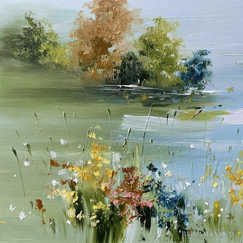 ARTOVITAS Whispering Meadow – Textured Impasto Wildflower Landscape Painting - image 3
