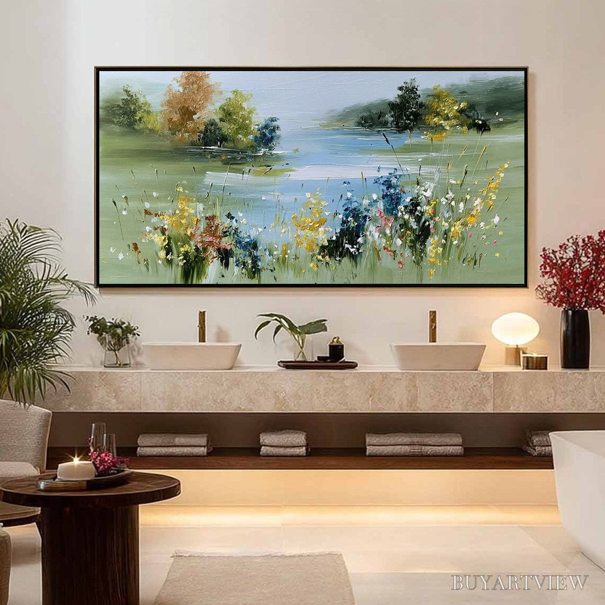 ARTOVITAS Whispering Meadow – Textured Impasto Wildflower Landscape Painting - image 4