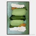 ARTOVITAS the Long Run – Textured Abstract Green Landscape Painting with Runners - image 1
