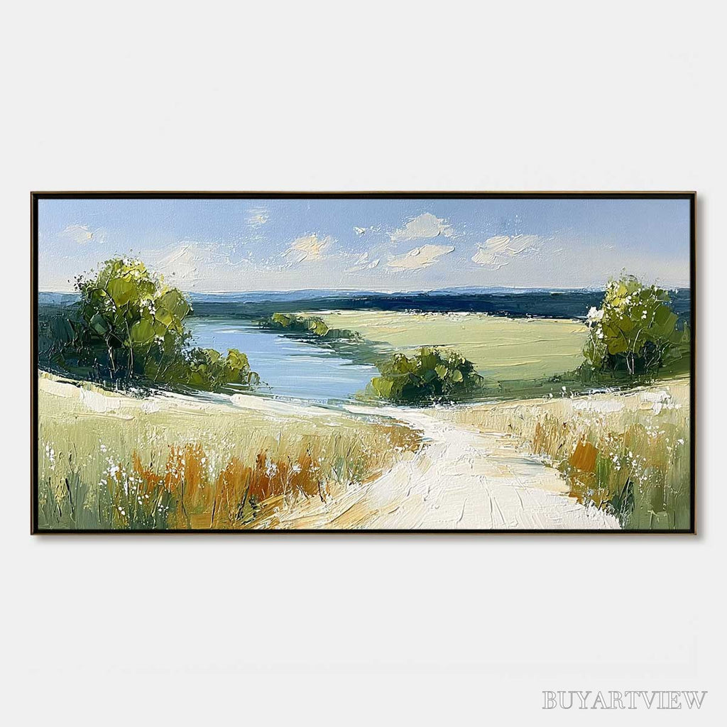 ARTOVITAS Serene Vista – Textured Palette Knife Countryside Landscape Painting - image 1