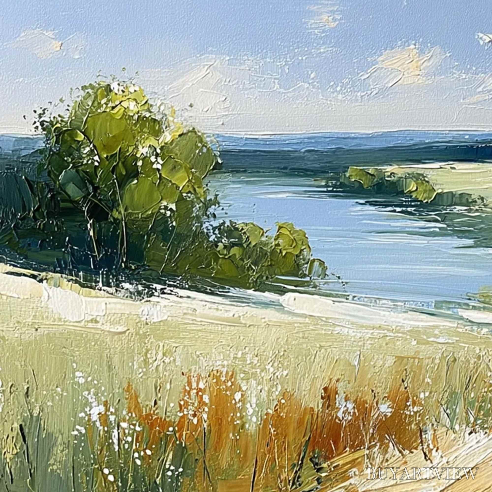 ARTOVITAS Serene Vista – Textured Palette Knife Countryside Landscape Painting - image 3