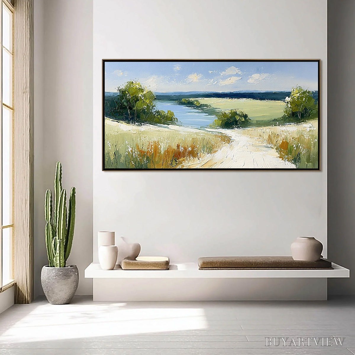 ARTOVITAS Serene Vista – Textured Palette Knife Countryside Landscape Painting - image 4