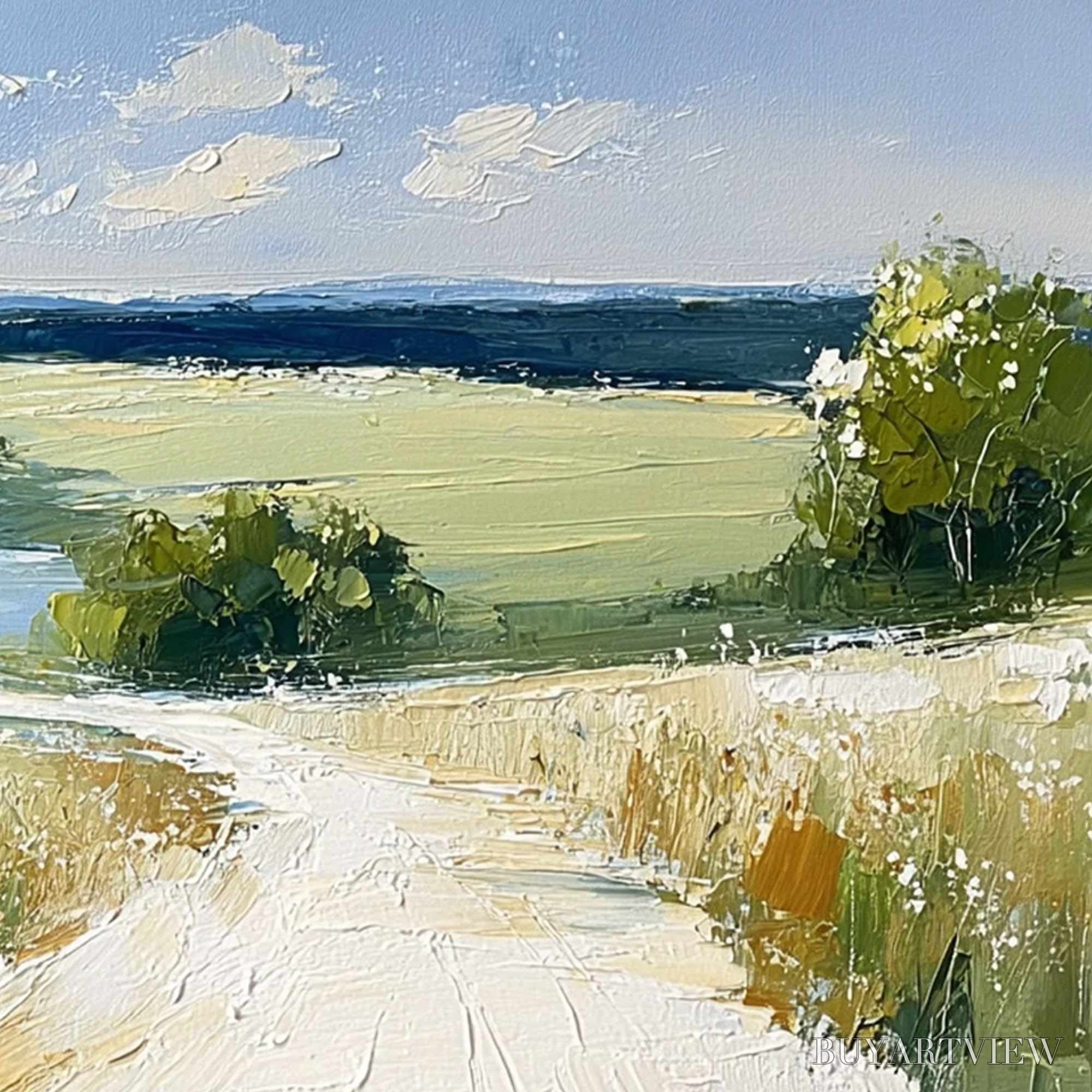 ARTOVITAS Serene Vista – Textured Palette Knife Countryside Landscape Painting - image 5