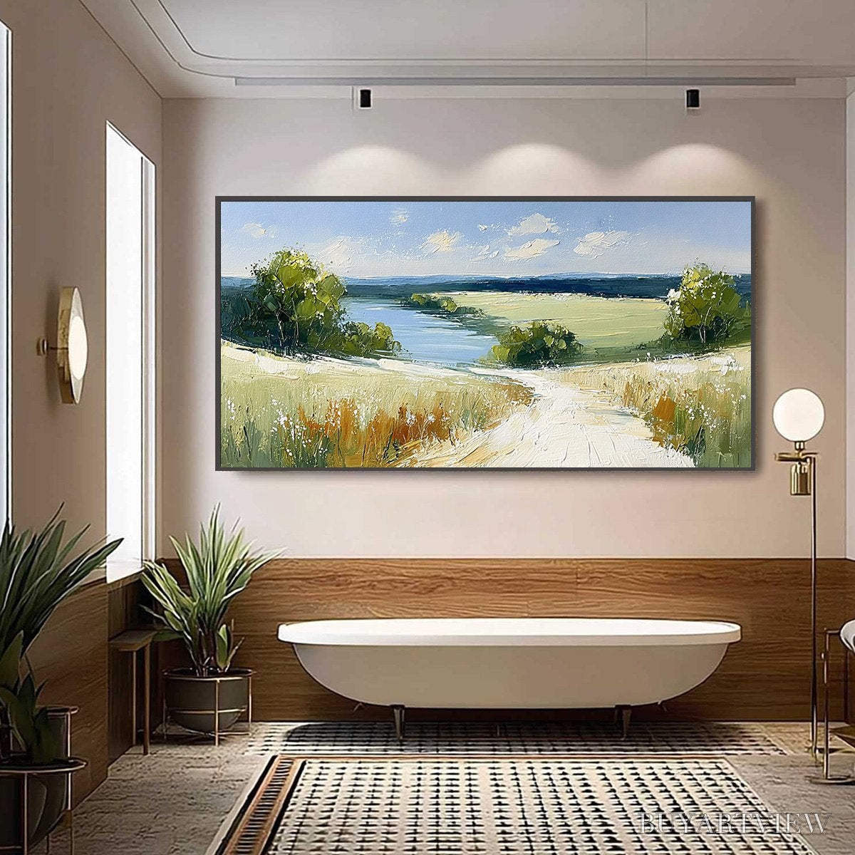 ARTOVITAS Serene Vista – Textured Palette Knife Countryside Landscape Painting - image 6