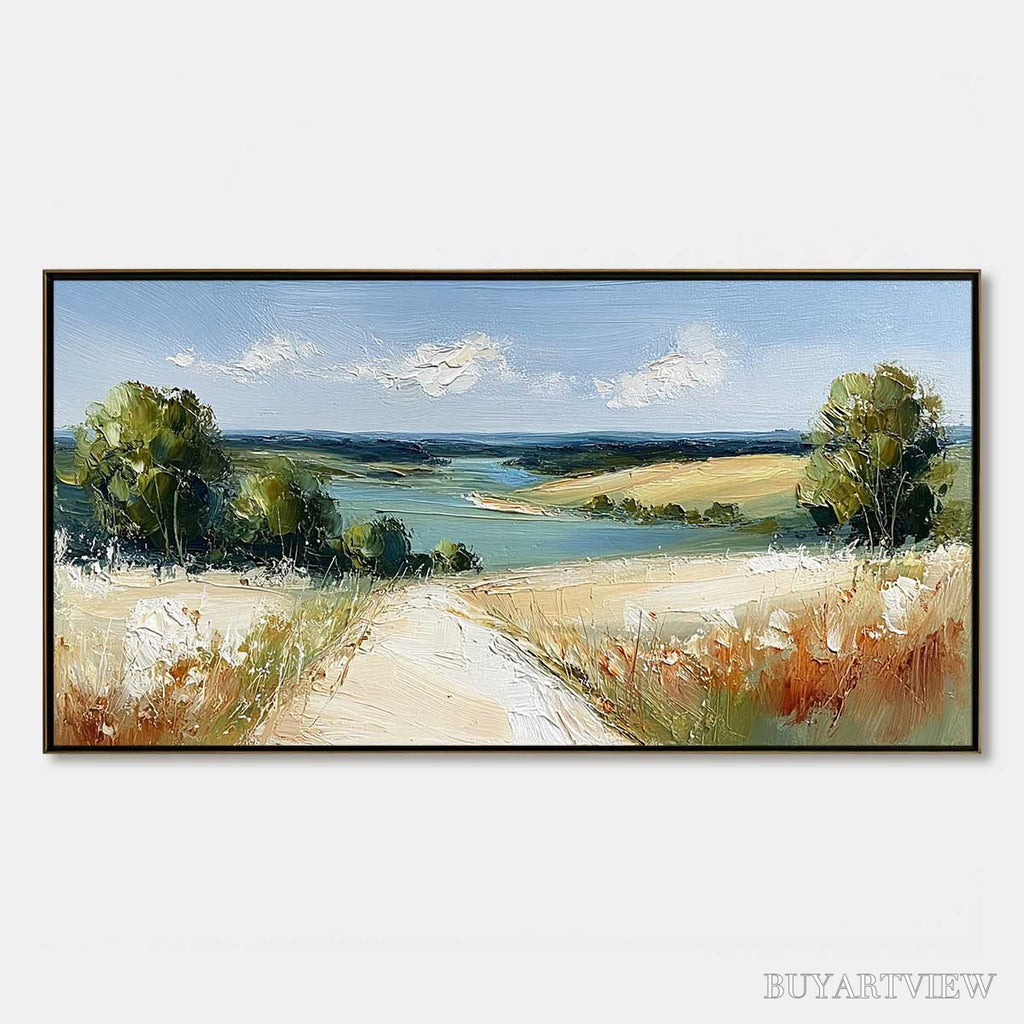 ARTOVITAS Horizon'S Embrace – Textured Impasto Countryside Landscape Oil Painting - image 1