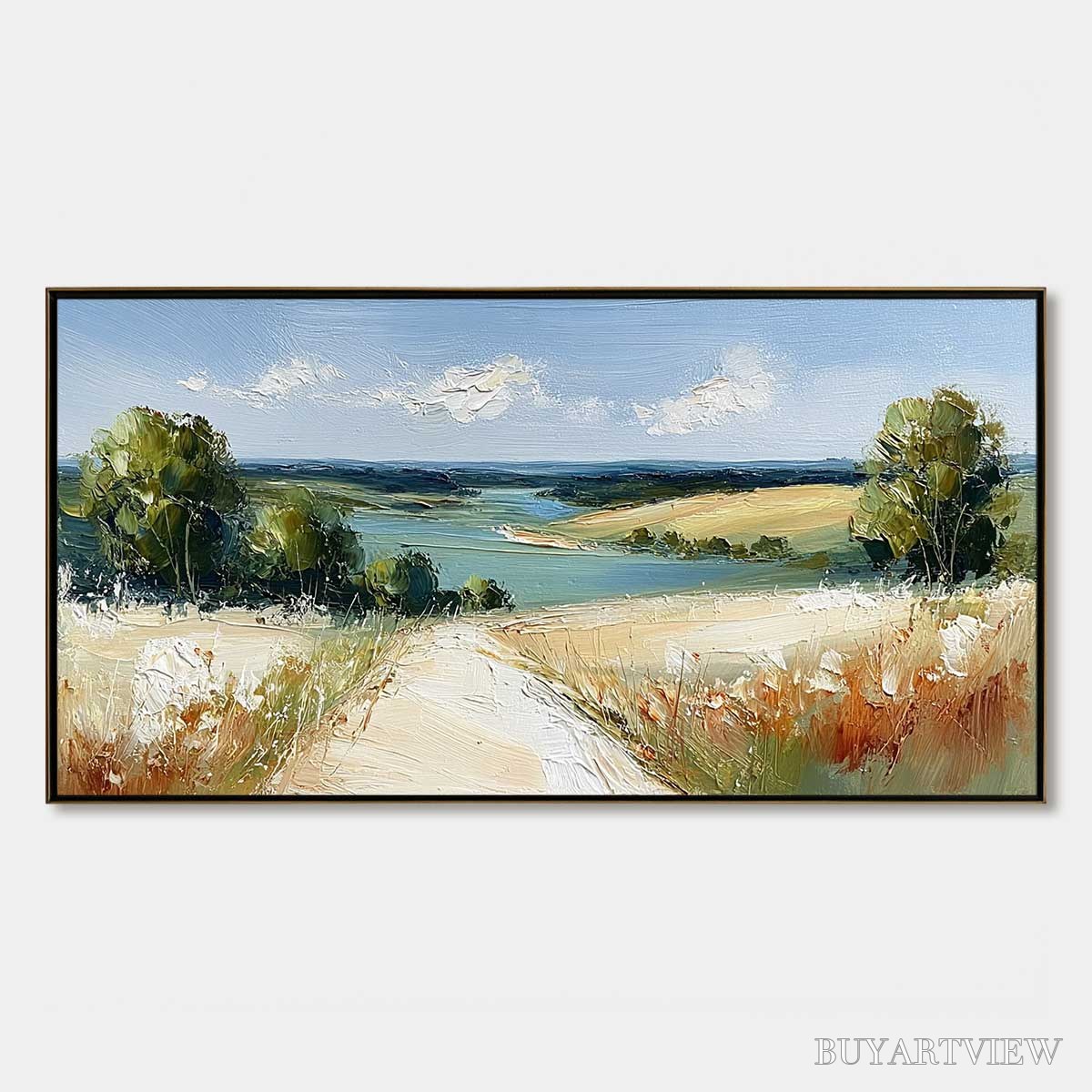 ARTOVITAS Horizon'S Embrace – Textured Impasto Countryside Landscape Oil Painting - image 1