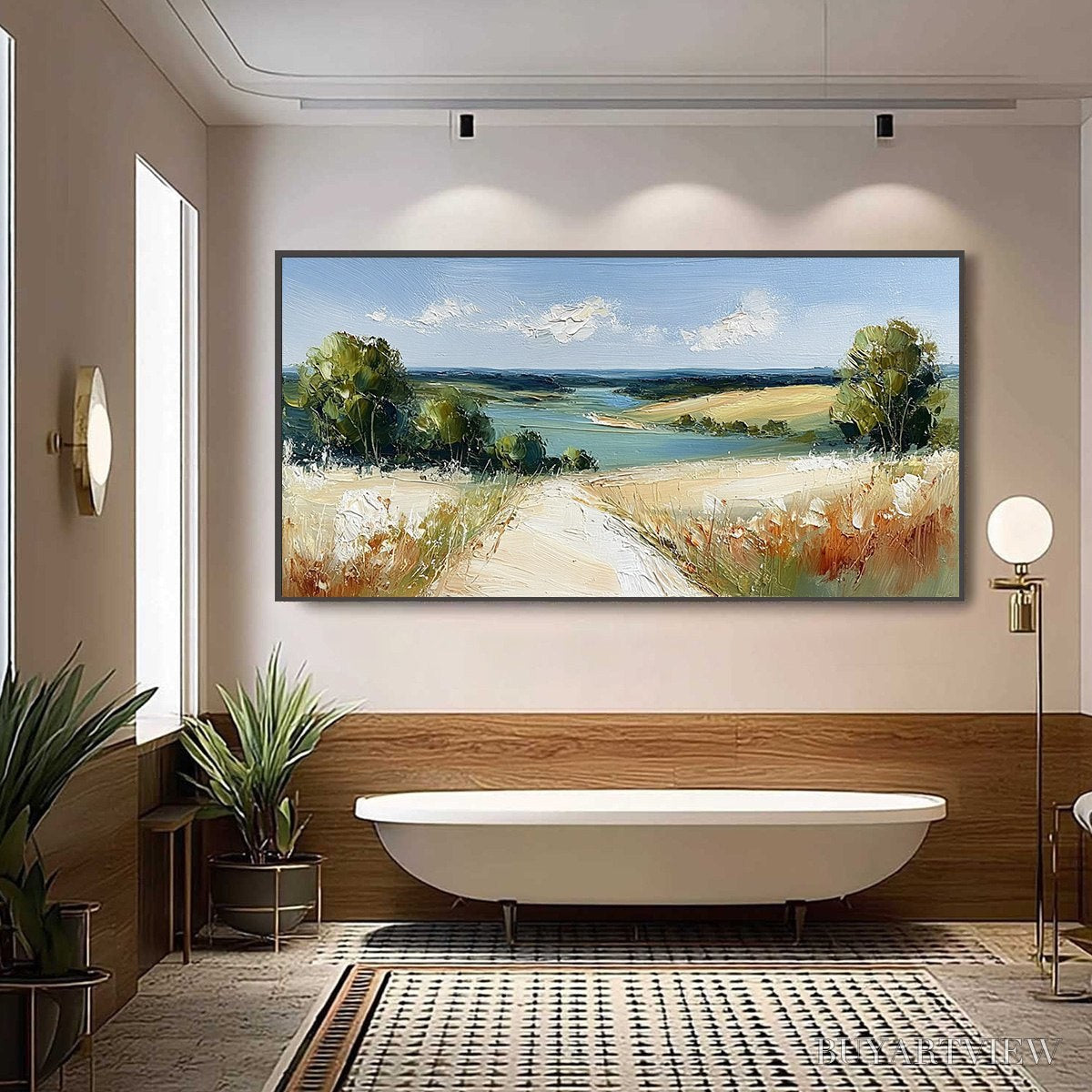 ARTOVITAS Horizon'S Embrace – Textured Impasto Countryside Landscape Oil Painting - image 2