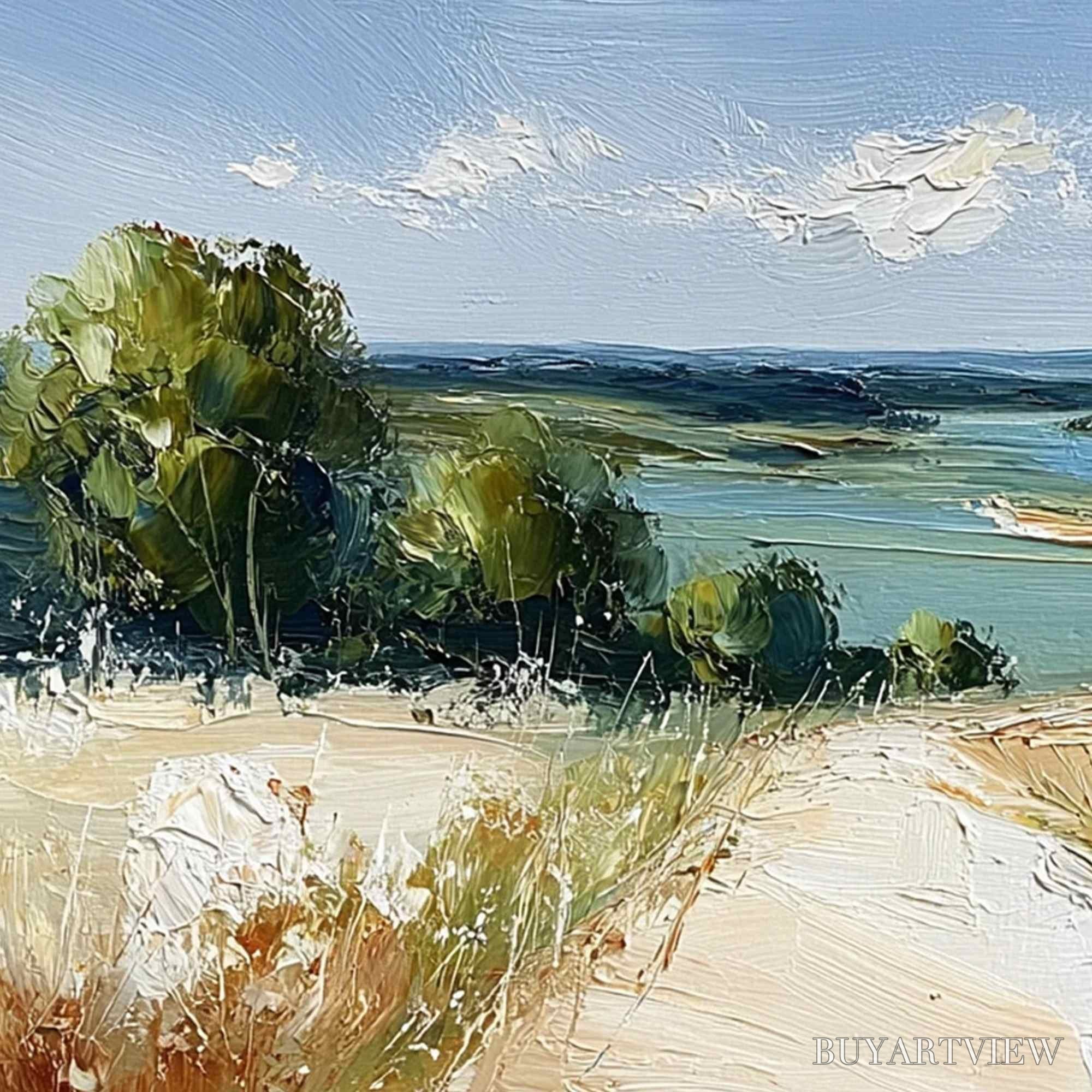ARTOVITAS Horizon'S Embrace – Textured Impasto Countryside Landscape Oil Painting - image 3