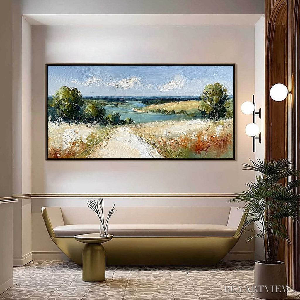ARTOVITAS Horizon'S Embrace – Textured Impasto Countryside Landscape Oil Painting - image 4