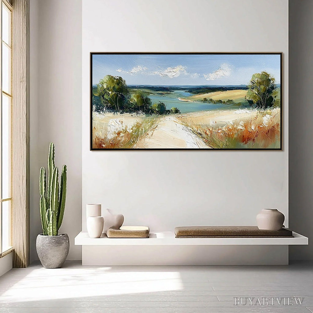 ARTOVITAS Horizon'S Embrace – Textured Impasto Countryside Landscape Oil Painting - image 6