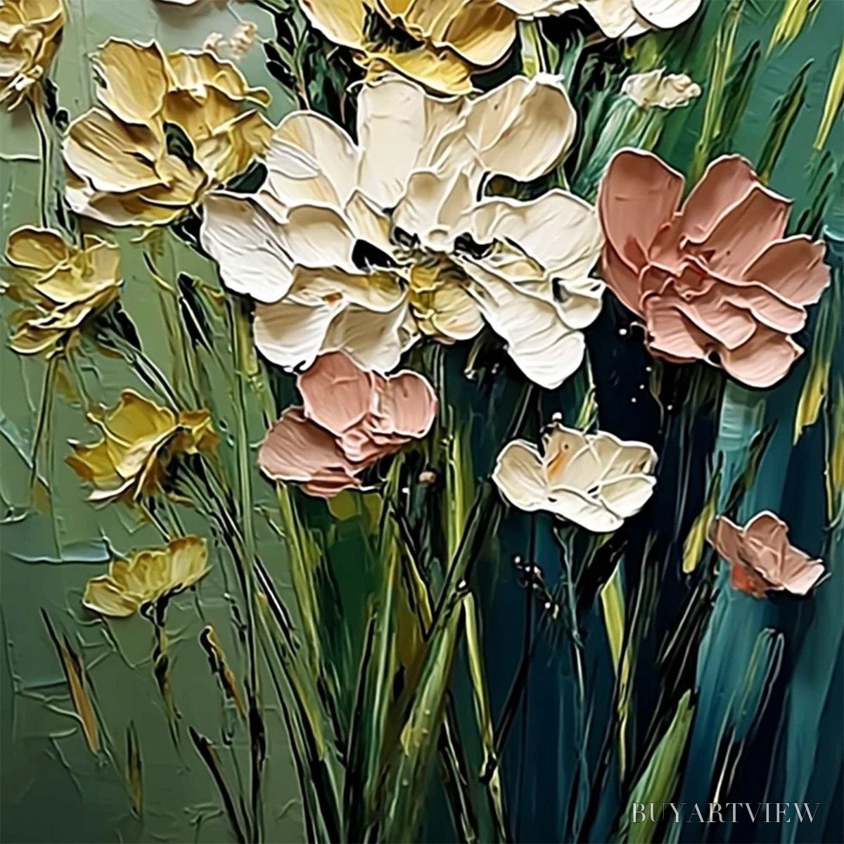 ARTOVITAS Garden Serenade – Textured Impasto Painting of a Wildflower Meadow - image 3