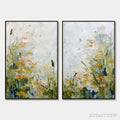 ARTOVITAS Meadow'S Whisper – Impressionist Wildflower Meadow Painting Diptych - image 1