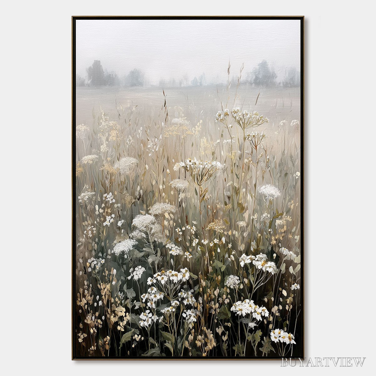 ARTOVITAS Misty Meadow – Ethereal Wildflower Field Landscape Painting - image 1