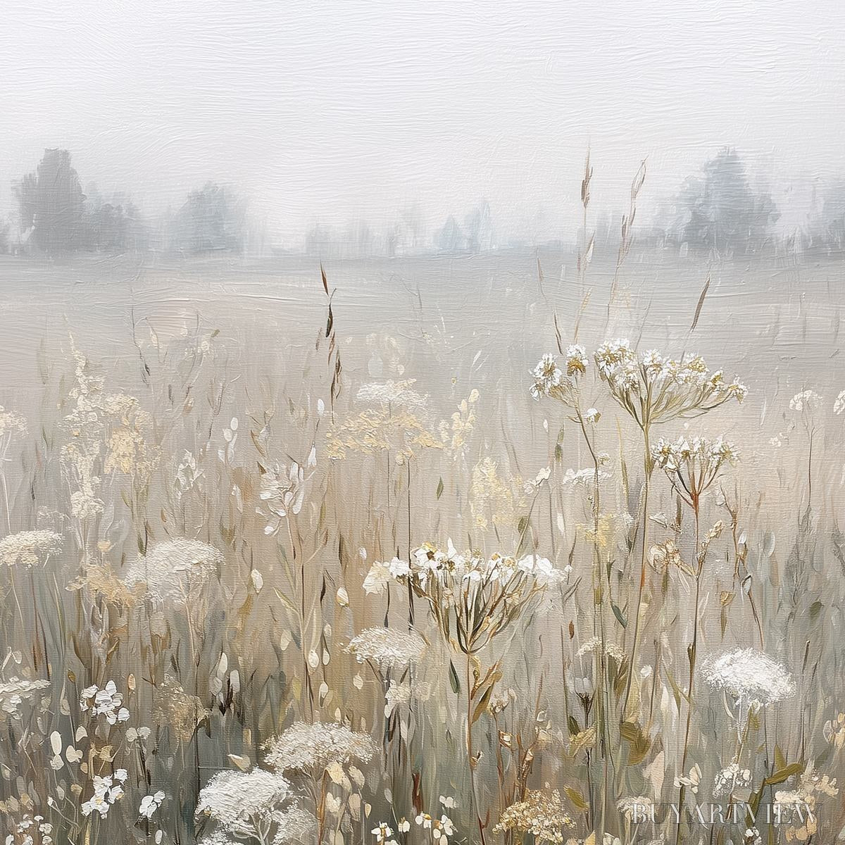ARTOVITAS Misty Meadow – Ethereal Wildflower Field Landscape Painting - image 5
