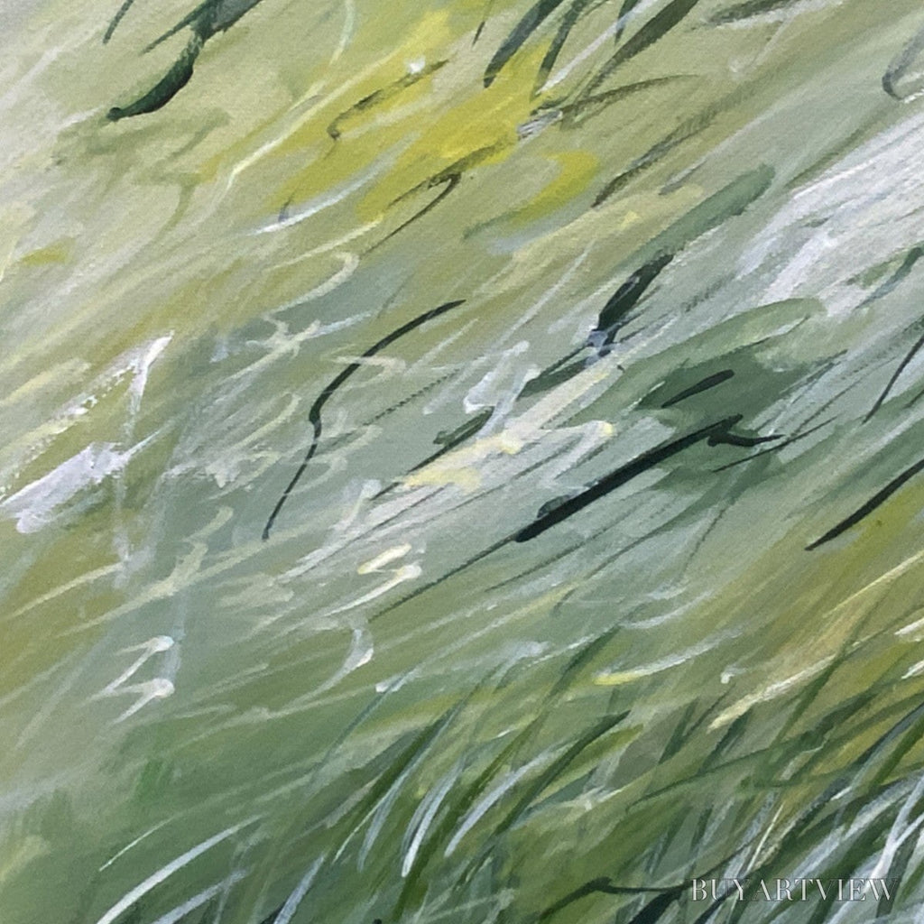 ARTOVITAS Field Breeze – Minimalist Abstract Green Landscape Oil Painting - image 3
