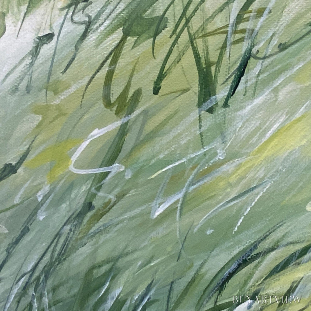 ARTOVITAS Field Breeze – Minimalist Abstract Green Landscape Oil Painting - image 6