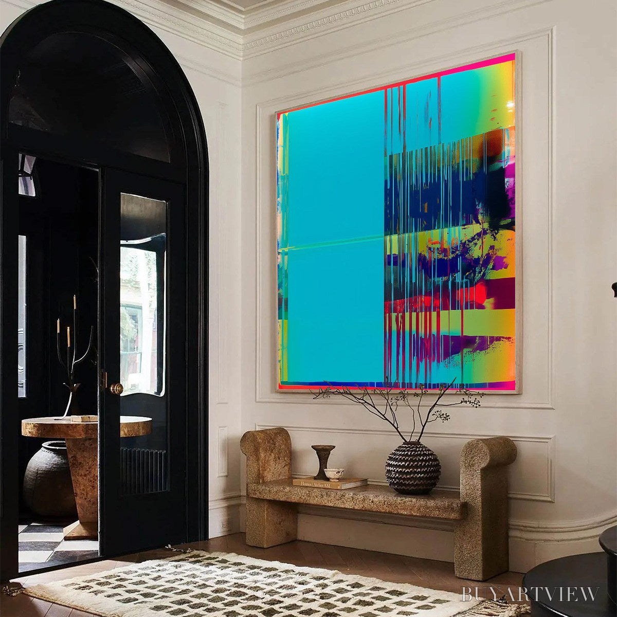 ARTOVITAS Digital Interruption – Vibrant Abstract Glitch Art Oil Painting - image 3