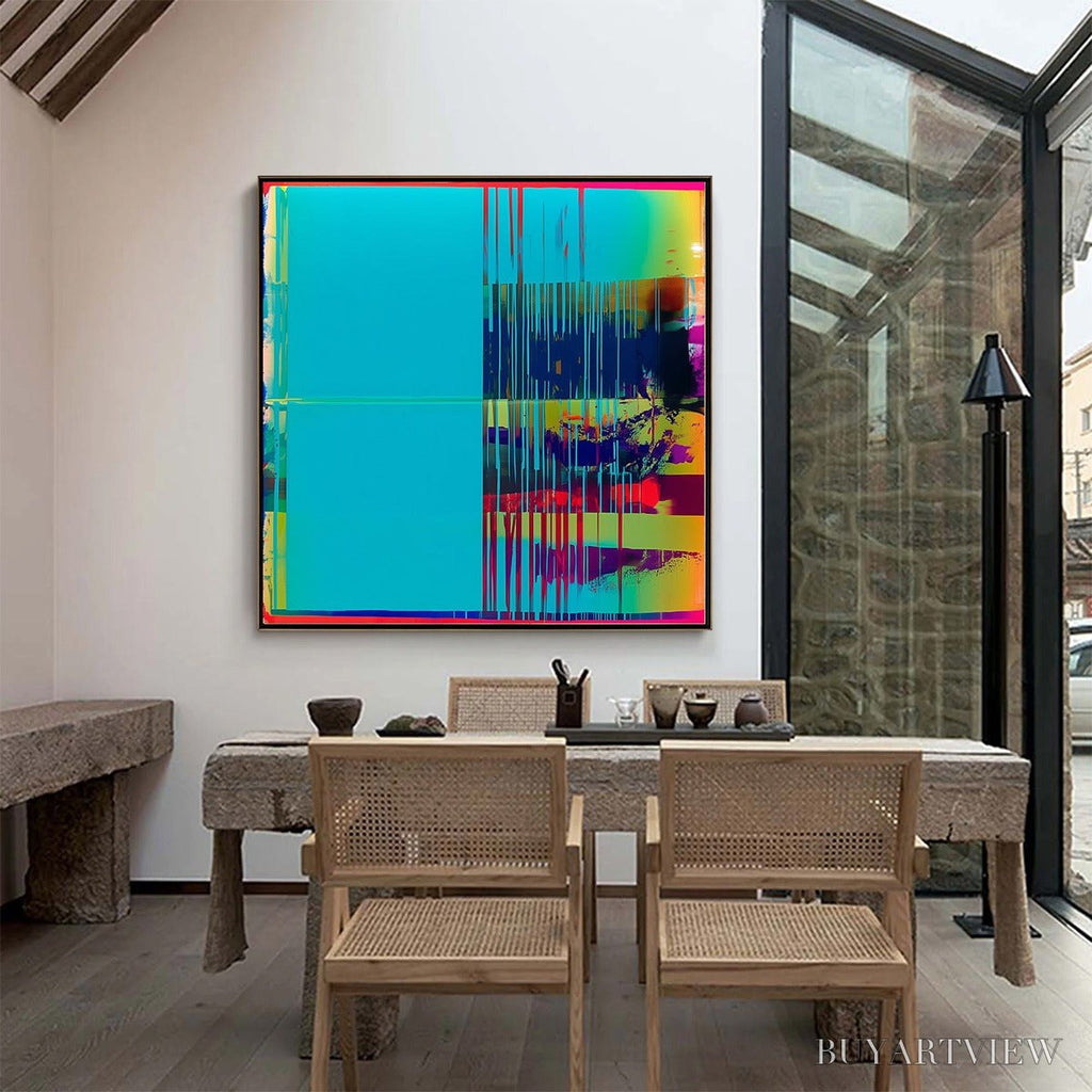 ARTOVITAS Digital Interruption – Vibrant Abstract Glitch Art Oil Painting - image 5