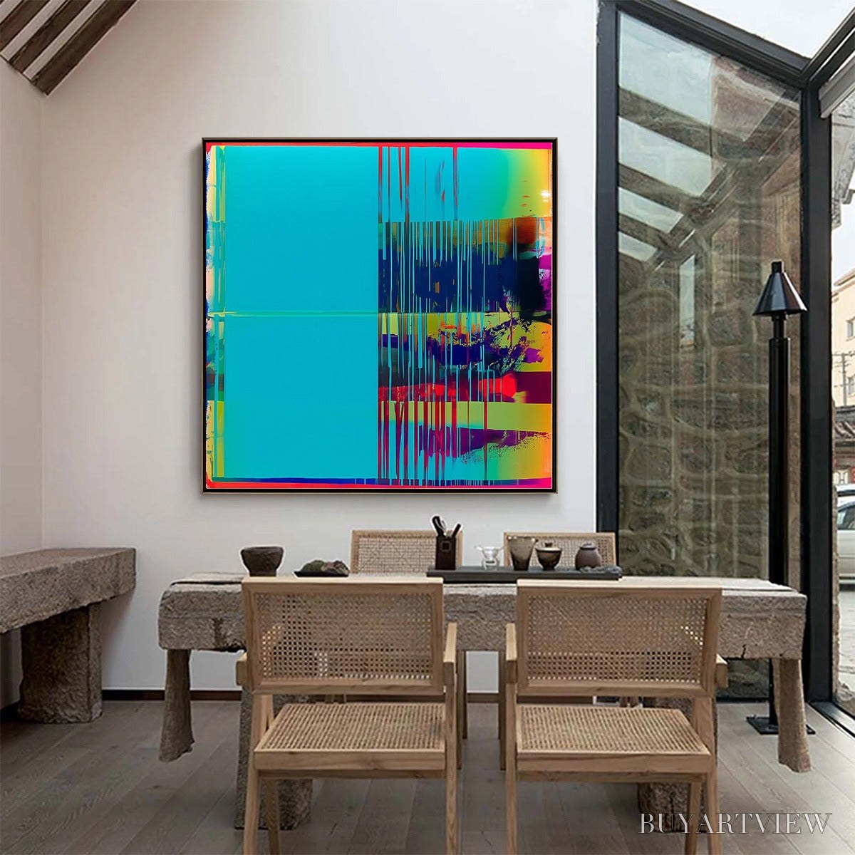 ARTOVITAS Digital Interruption – Vibrant Abstract Glitch Art Oil Painting - image 5