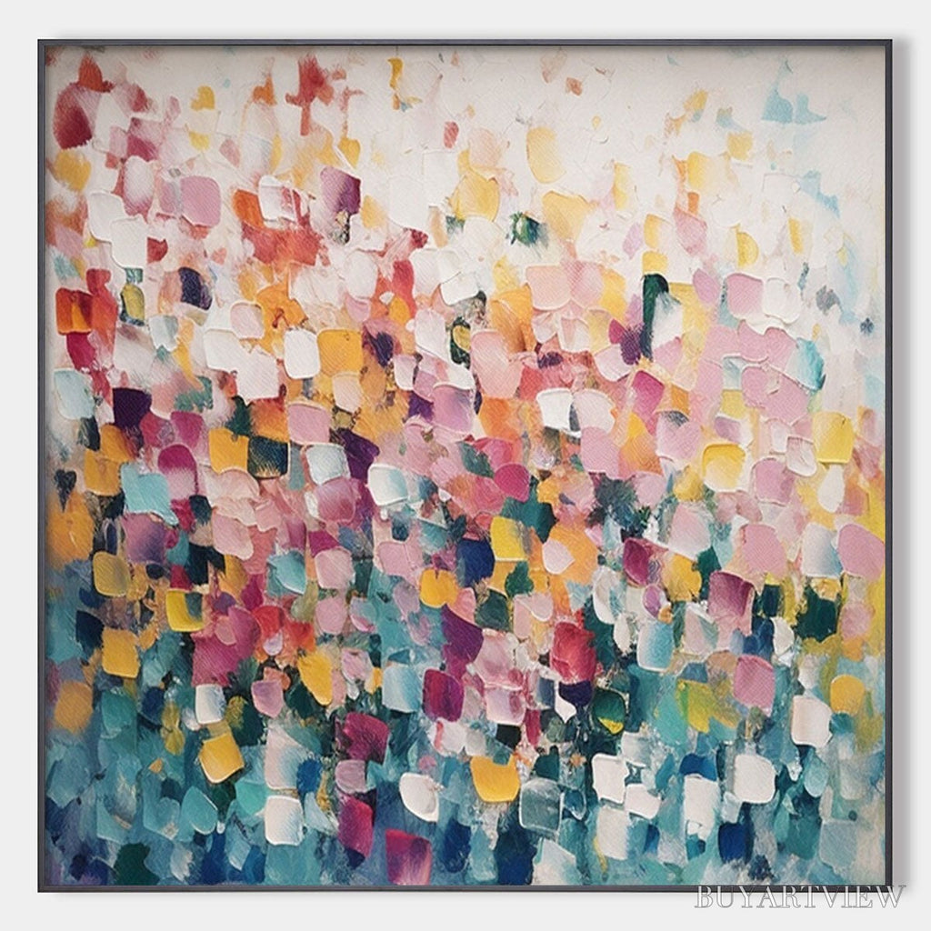 ARTOVITAS Field of Dreams – Square Abstract Impasto Painting, Textured , Colorful, Living Room, Bedroom - image 1