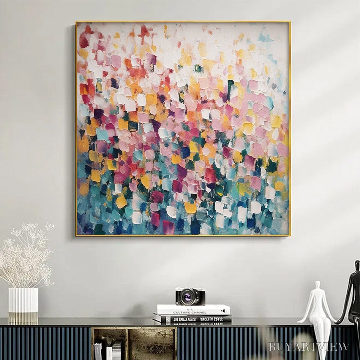 ARTOVITAS Field of Dreams – Square Abstract Impasto Painting, Textured , Colorful, Living Room, Bedroom - image 2