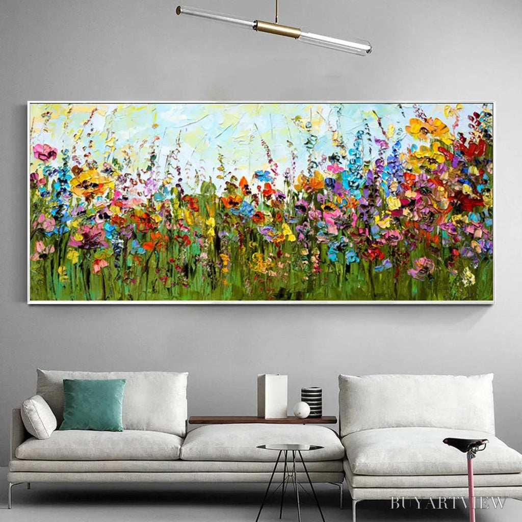 ARTOVITAS Wild Bloom Meadow – Panoramic Impasto Wildflower Oil Painting - image 4