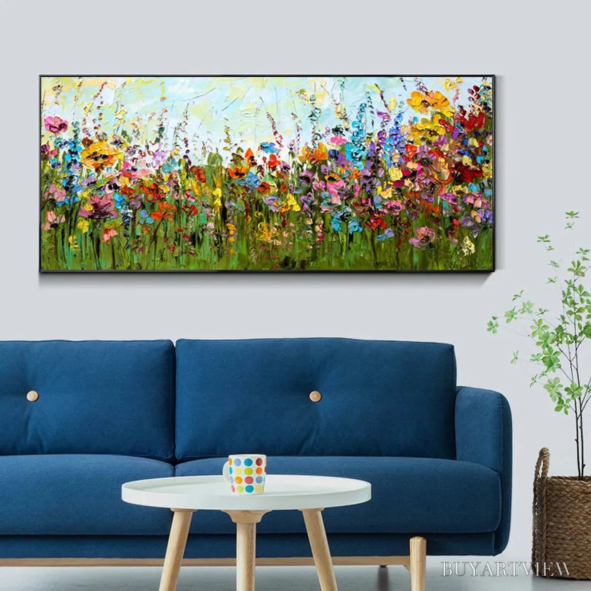 ARTOVITAS Wild Bloom Meadow – Panoramic Impasto Wildflower Oil Painting - image 5