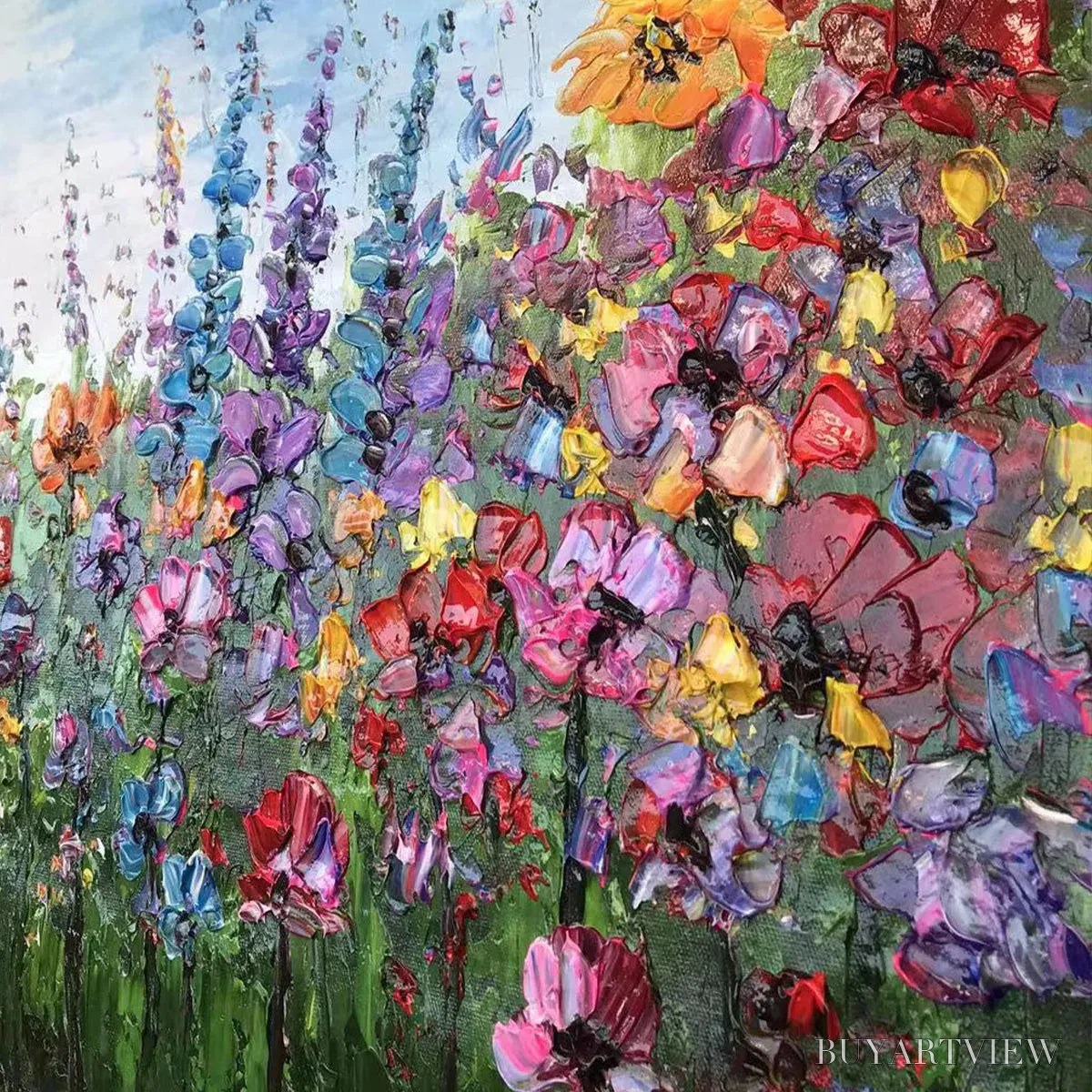 ARTOVITAS Wild Bloom Meadow – Panoramic Impasto Wildflower Oil Painting - image 6