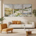 ARTOVITAS Wildflower Field Triptych – Impressionist Landscape Painting Set of 3 - image 1