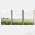ARTOVITAS Green Field Triptych – Minimalist Landscape Painting Set of 3 - image 1