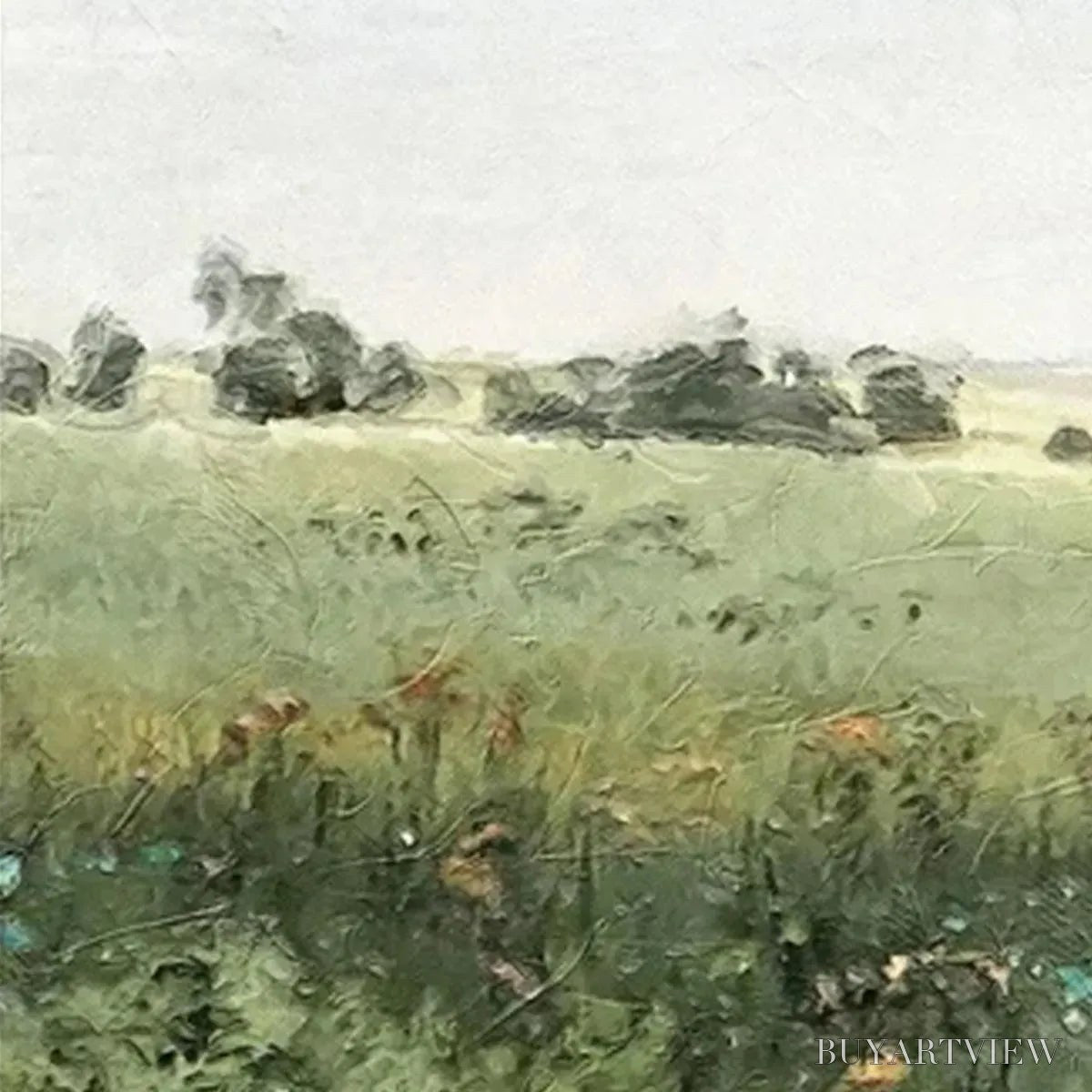 ARTOVITAS Green Field Triptych – Minimalist Landscape Painting Set of 3 - image 3