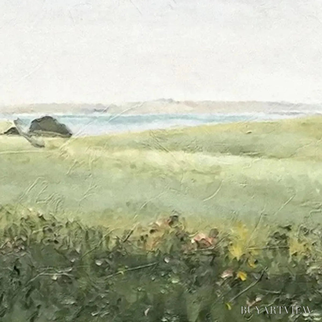 ARTOVITAS Green Field Triptych – Minimalist Landscape Painting Set of 3 - image 5