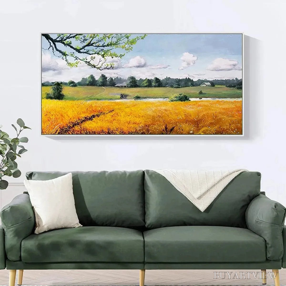 ARTOVITAS Golden Harvest – Tranquil Landscape Painting of a Golden Field - image 2