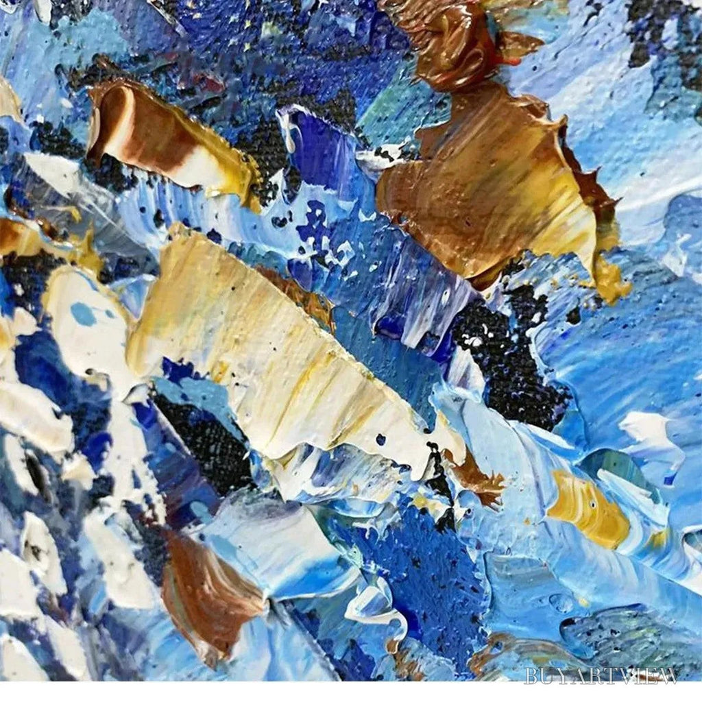 ARTOVITAS Blue Dunes – Coastal Landscape Painting with Blue Flowers - image 3